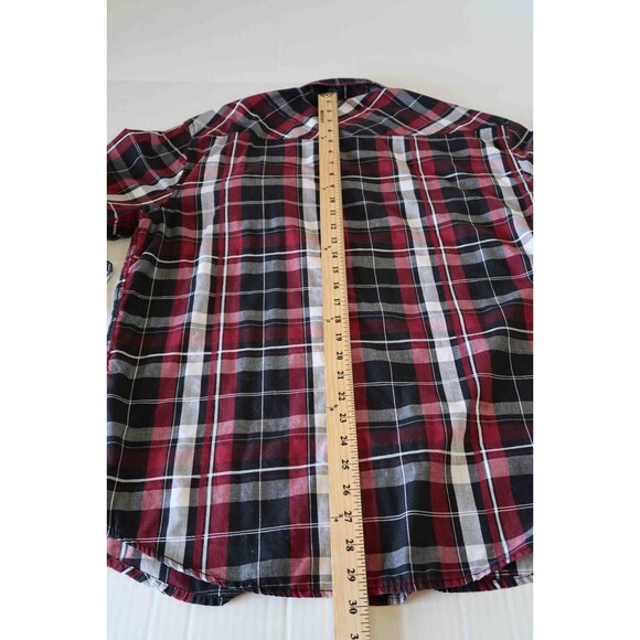 Chalc Shirt Mens Size XL Long Sleeve Button-Up Black Red Plaid Western Rodeo - Picture 8 of 9